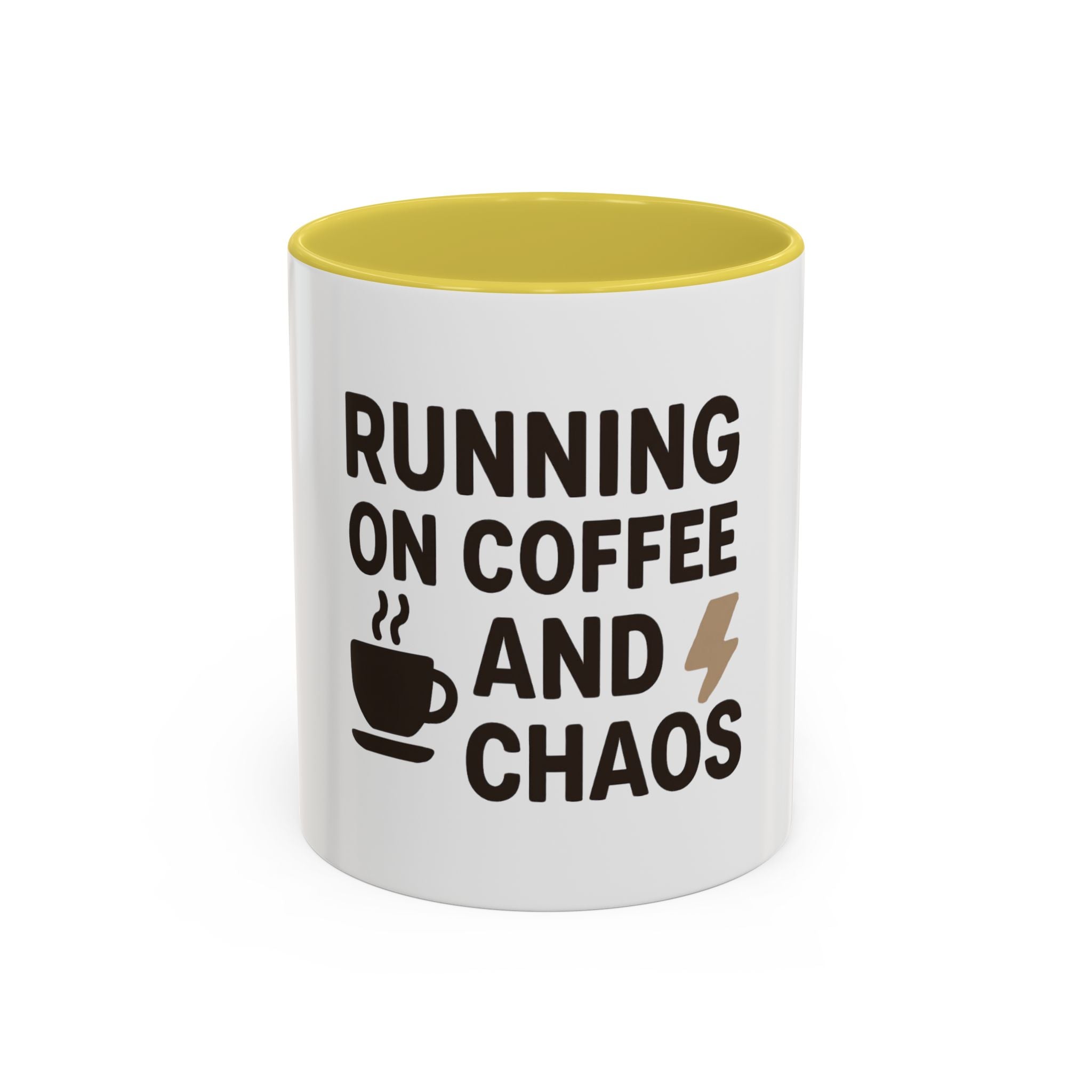 Running on Coffee and Chaos Mug (11oz/15oz) — Funny Coffee Cup for Busy Moms & Professionals