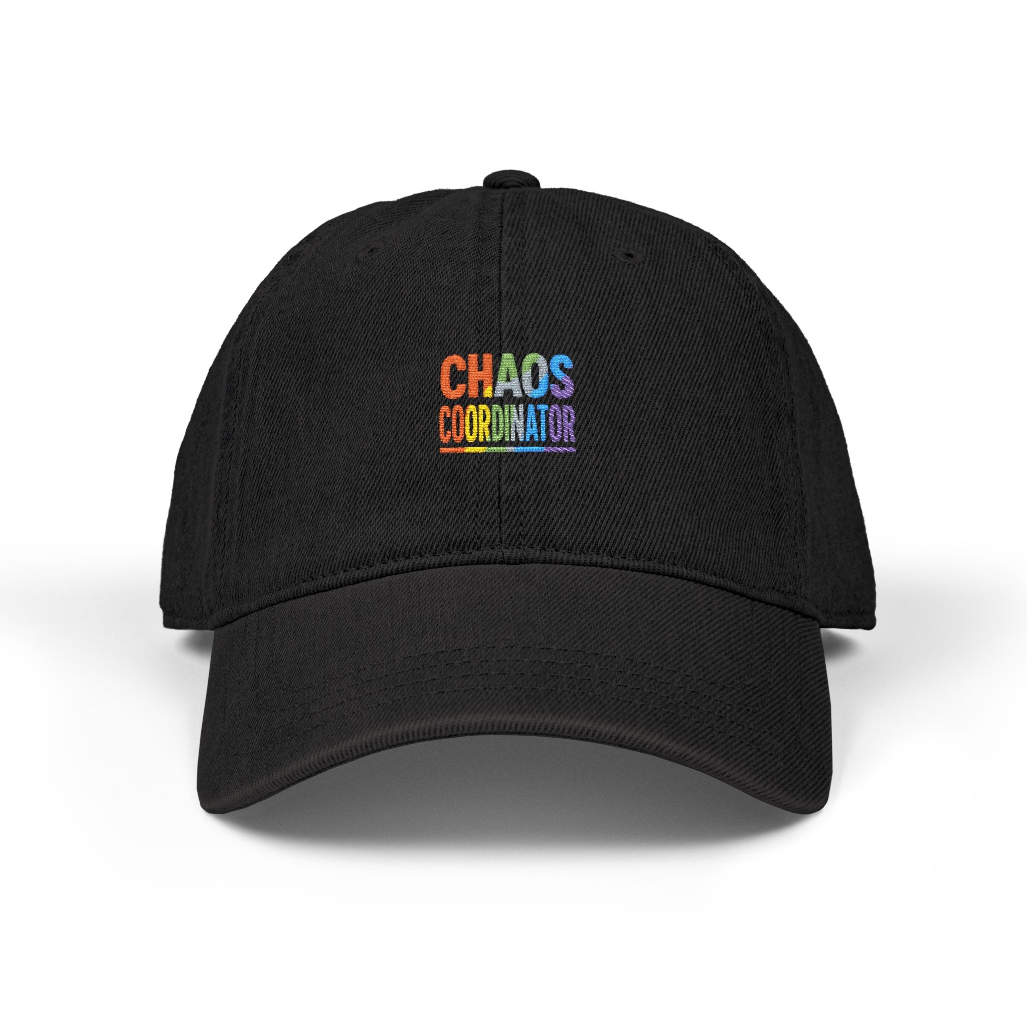 Embroidered 'Chaos Coordinator' Denim Hat – Rainbow Stitch Cap