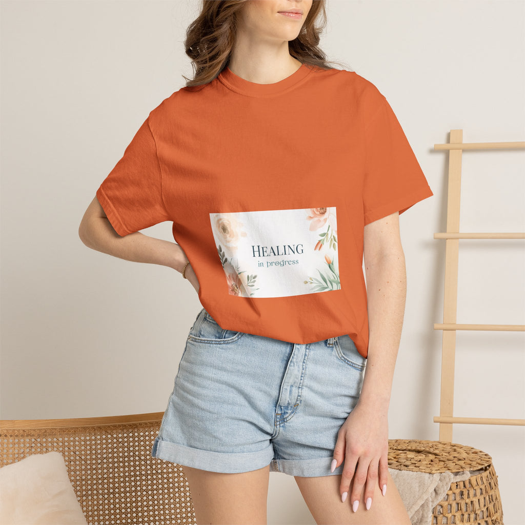 T-Shirt — 'Healing in Progress' Floral Pocket Graphic Tee