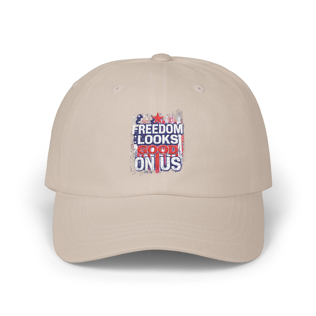 Dad Cap — "Freedom Looks On Us" Patriotic American Flag Baseball Hat