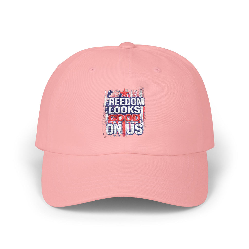 Dad Cap — "Freedom Looks On Us" Patriotic American Flag Baseball Hat