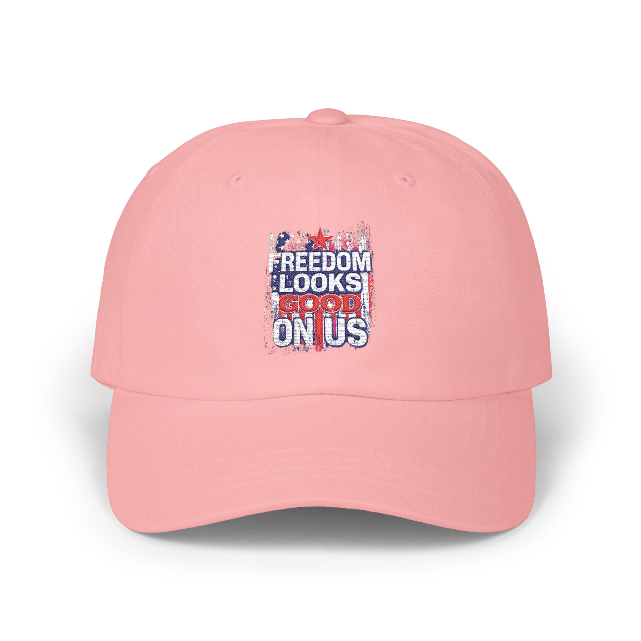 Dad Cap — "Freedom Looks On Us" Patriotic American Flag Baseball Hat