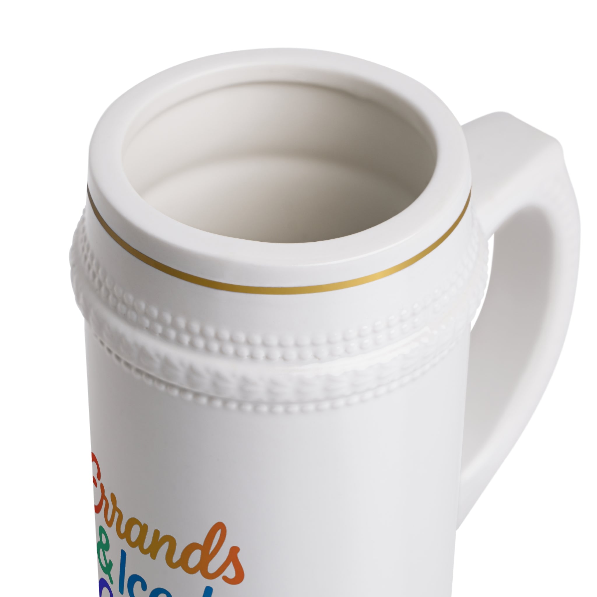 Beer Stein Mug — Golden Swirl Floral Pattern Ceramic Stein