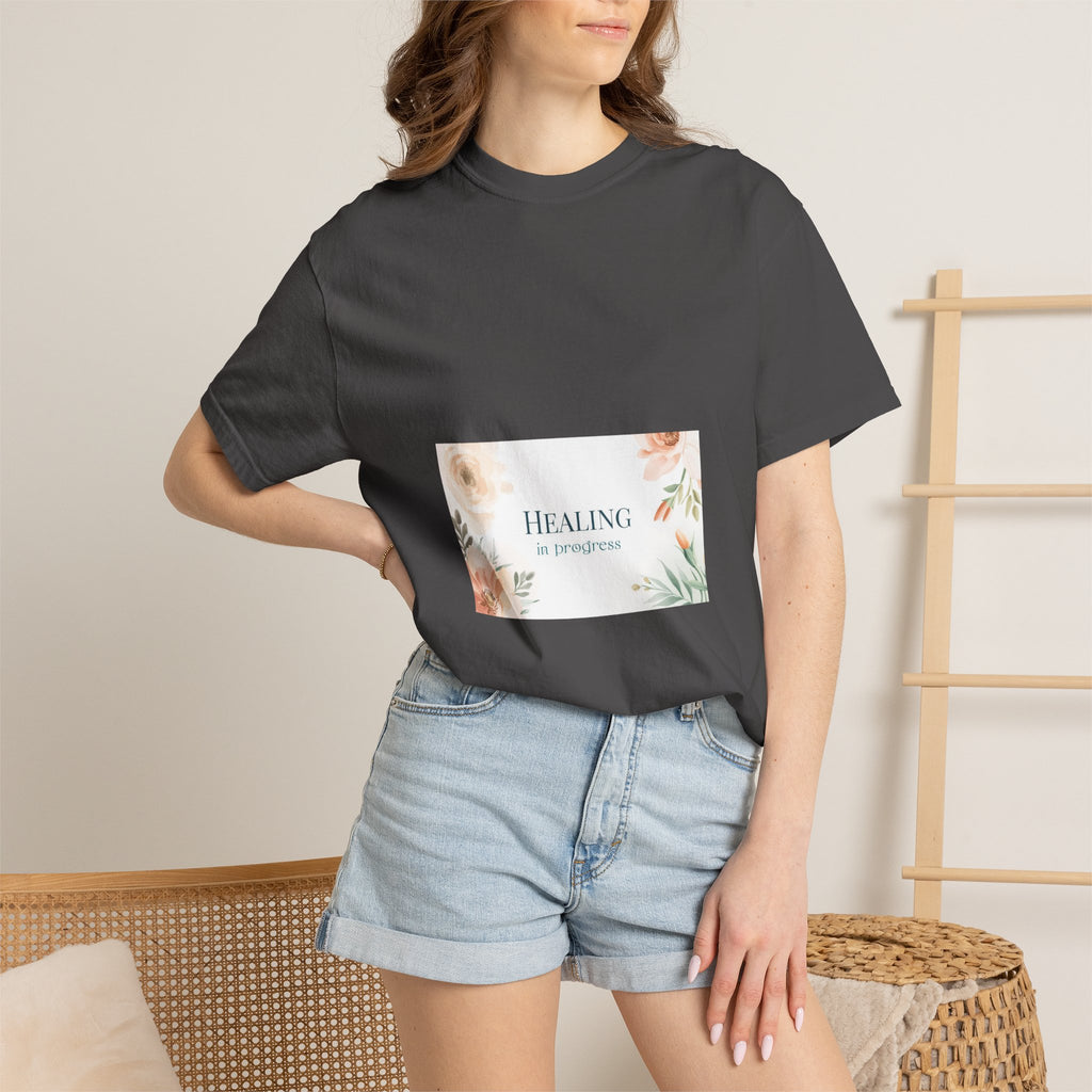 T-Shirt — 'Healing in Progress' Floral Pocket Graphic Tee