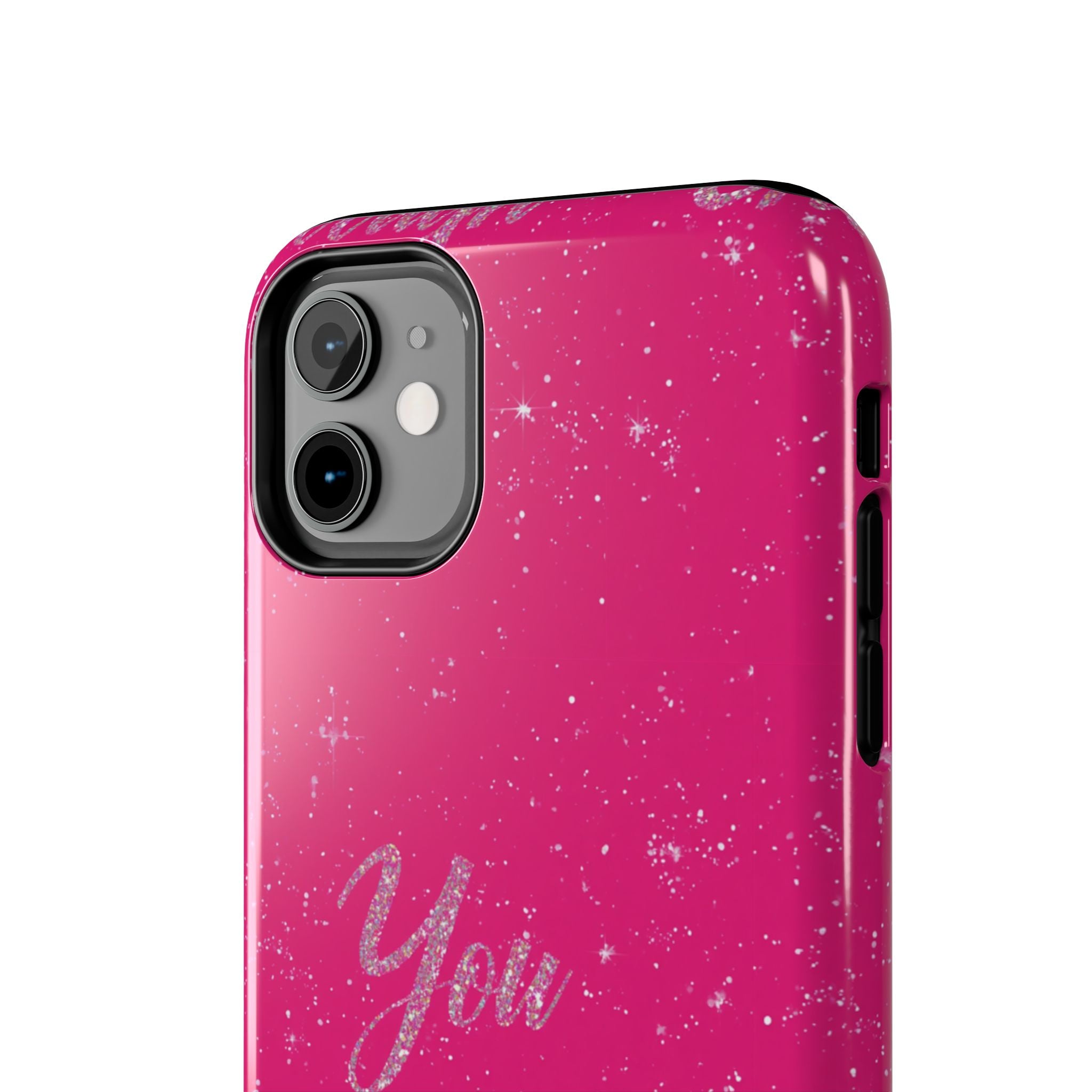 You Are Enough Tough Phone Case — Glitter Pink Protective Phone Cover