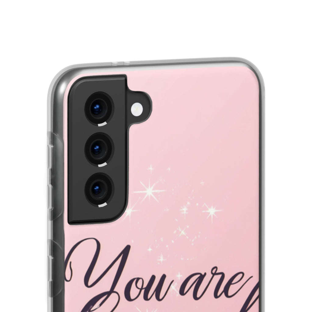 You Are Enough Pink Glitter Phone Case — Protective Flexi Case for iPhone & Android