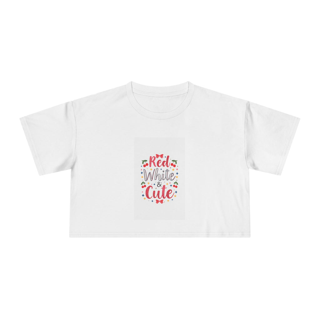 Patriotic Crop Tee — "Red White & Cute" Americana Cowgirl Graphic