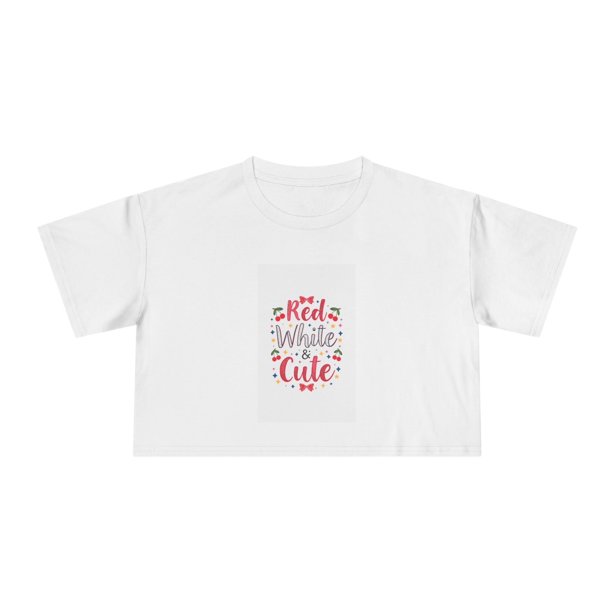Patriotic Crop Tee — "Red White & Cute" Americana Cowgirl Graphic