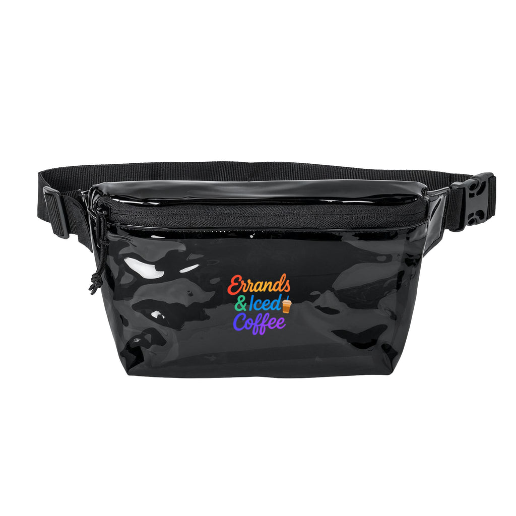 Transparent Fanny Pack — "Errands & Iced Coffee" Clear Festival Waist Bag