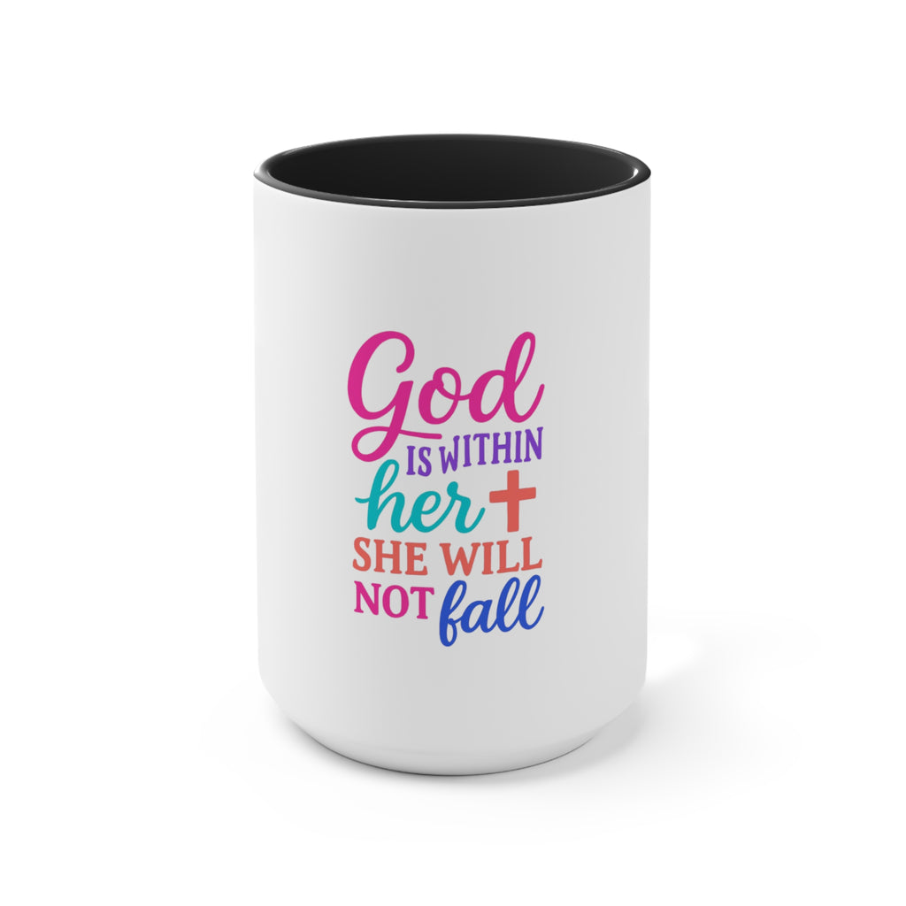 Strawberry & Watermelon Accent Mug — Pink Interior Fruit Pattern Coffee Cup