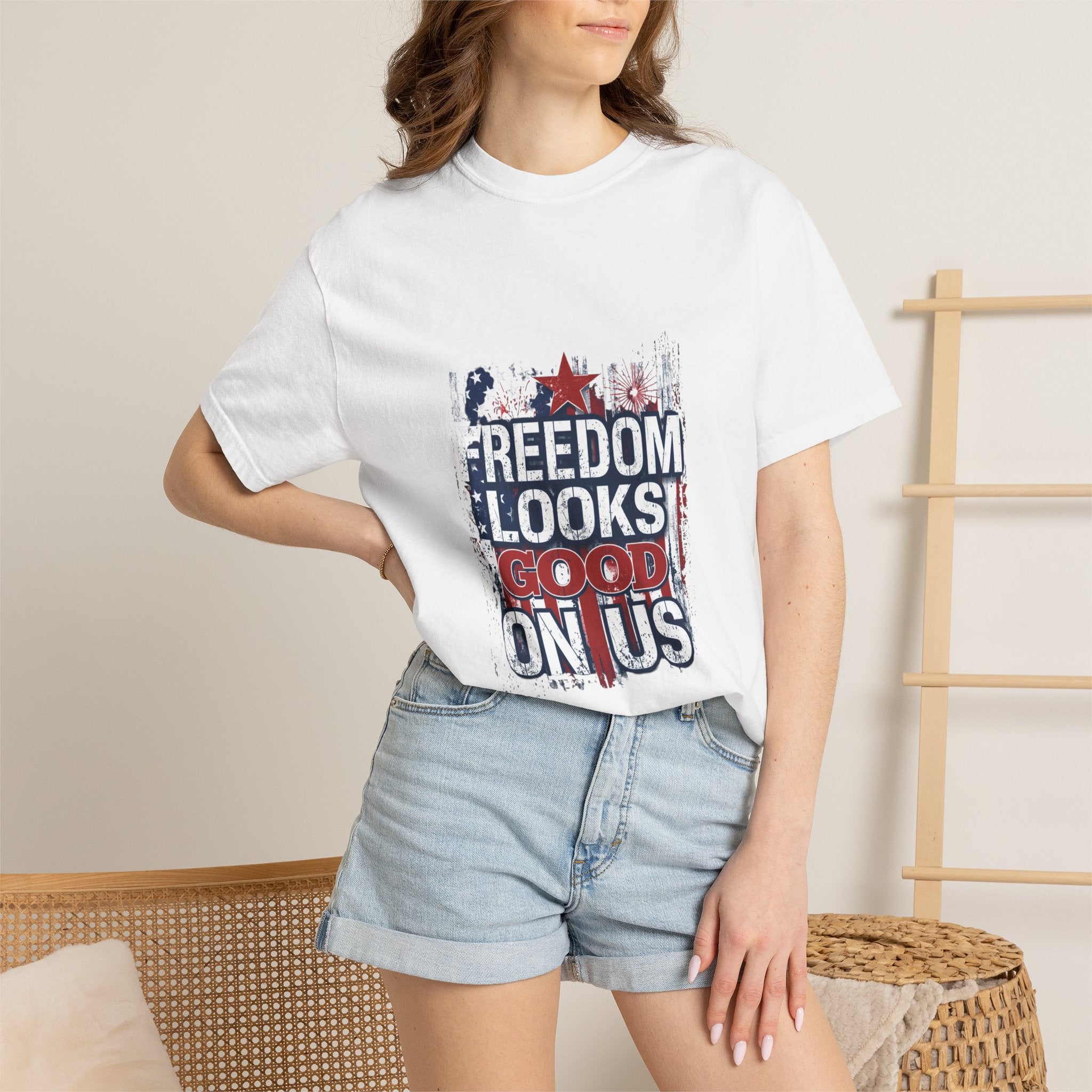 Patriotic Cowboy Boots T-Shirt — "Stars, Stripes, Good Vibes" 4th of July Tee