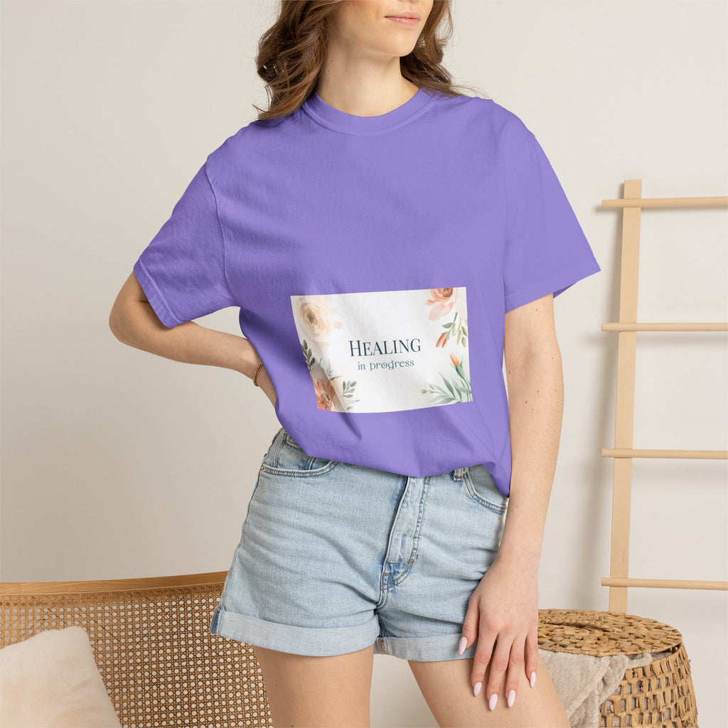 T-Shirt — 'Healing in Progress' Floral Pocket Graphic Tee
