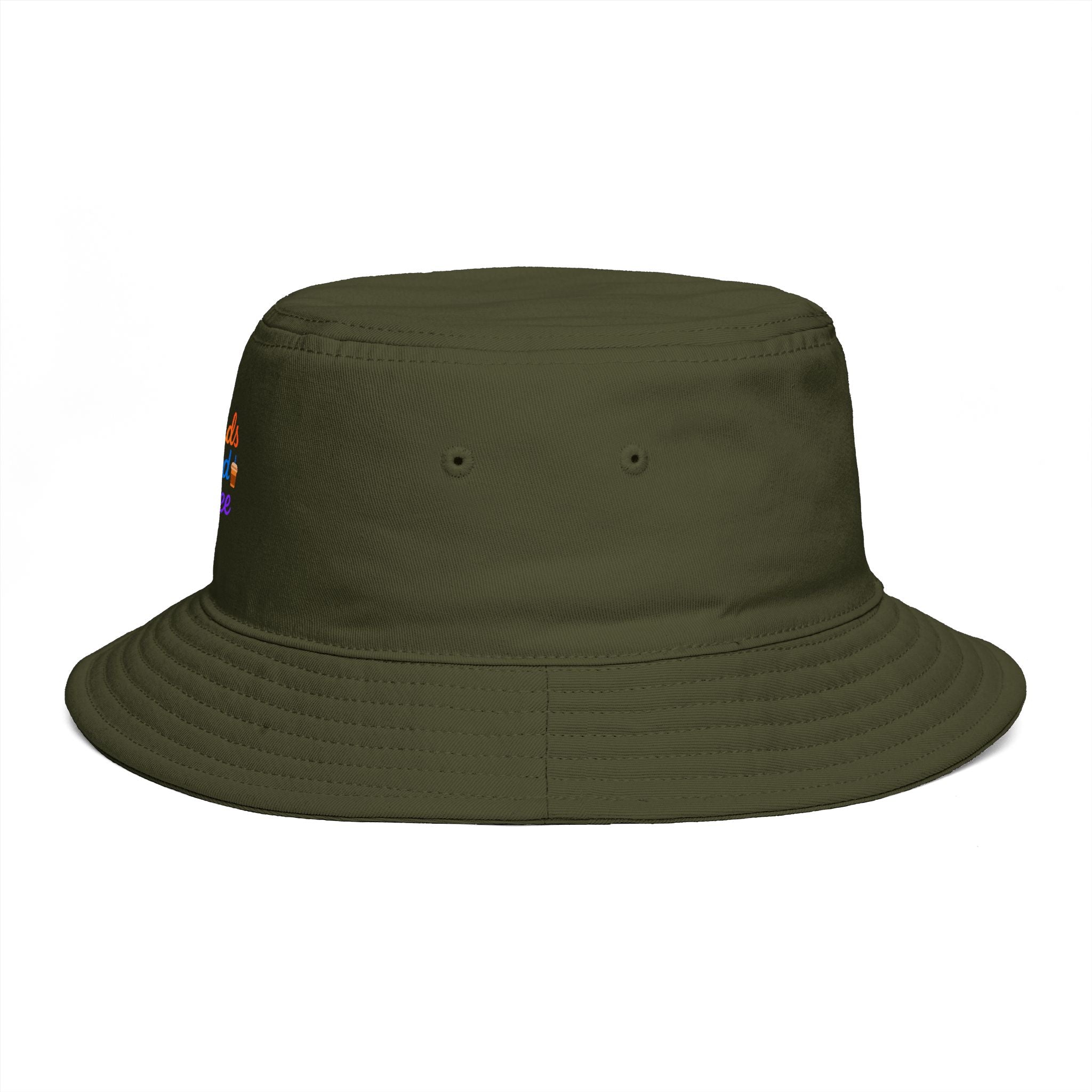 Errands & Iced Coffee Bucket Hat — Retro Rainbow Casual Sun Hat
