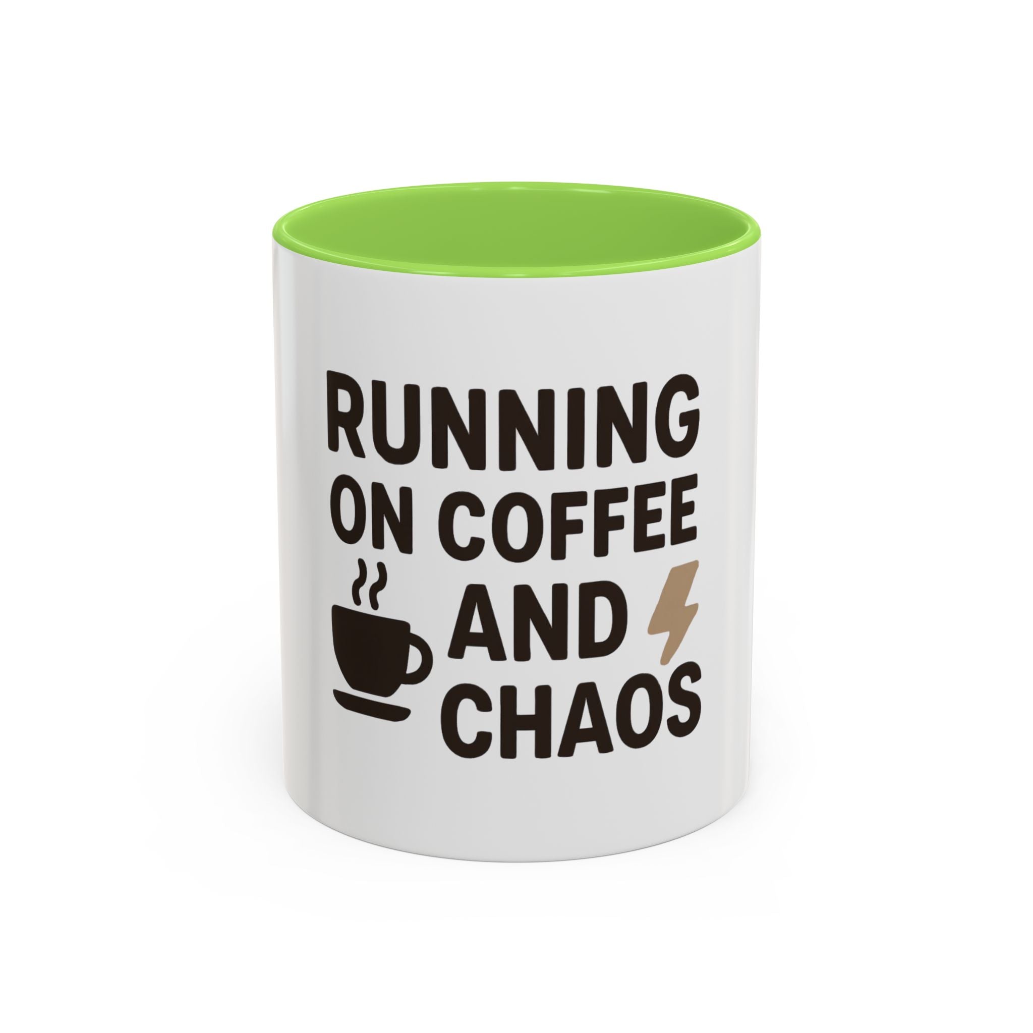 Running on Coffee and Chaos Mug (11oz/15oz) — Funny Coffee Cup for Busy Moms & Professionals