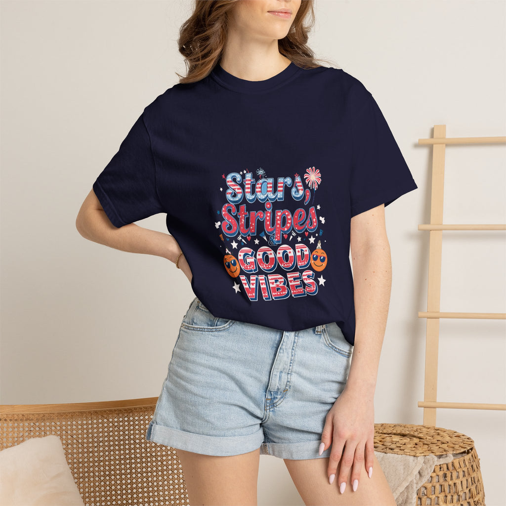 Patriotic Cowboy Boots T-Shirt — "Stars, Stripes, Good Vibes" 4th of July Tee
