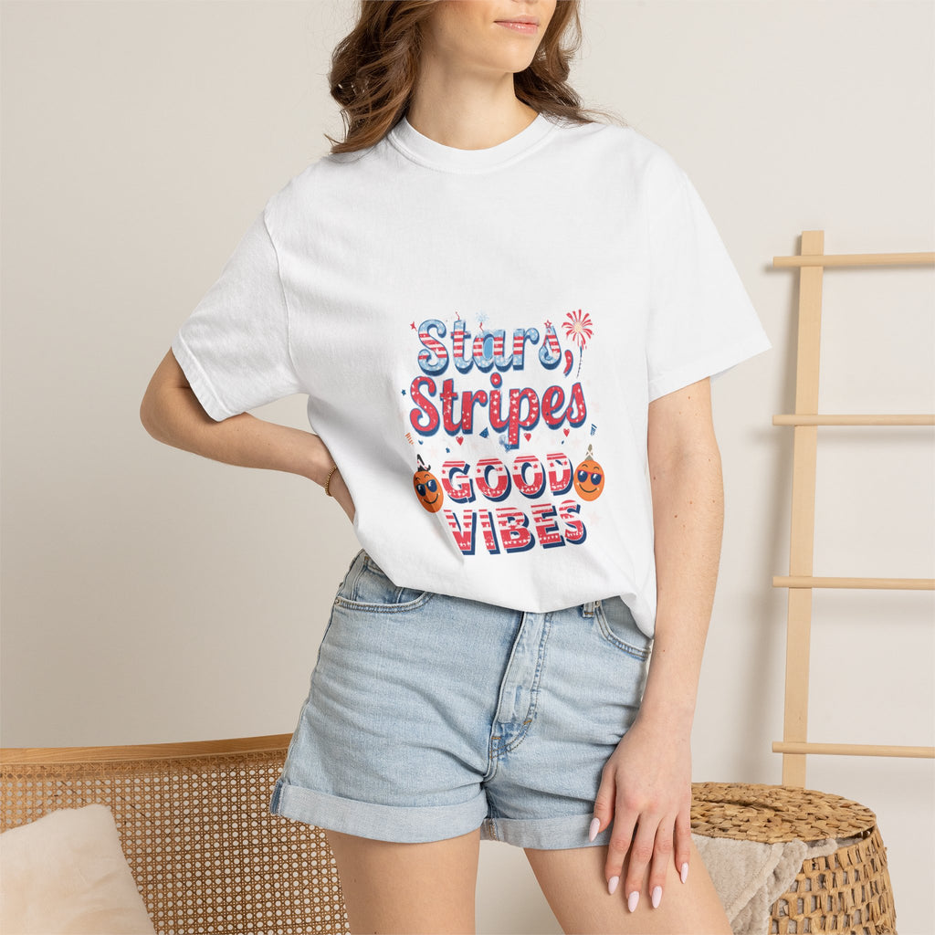 Patriotic Cowboy Boots T-Shirt — "Stars, Stripes, Good Vibes" 4th of July Tee