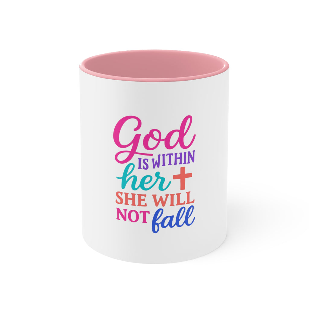 Strawberry & Watermelon Accent Mug — Pink Interior Fruit Pattern Coffee Cup