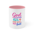 Strawberry & Watermelon Accent Mug — Pink Interior Fruit Pattern Coffee Cup