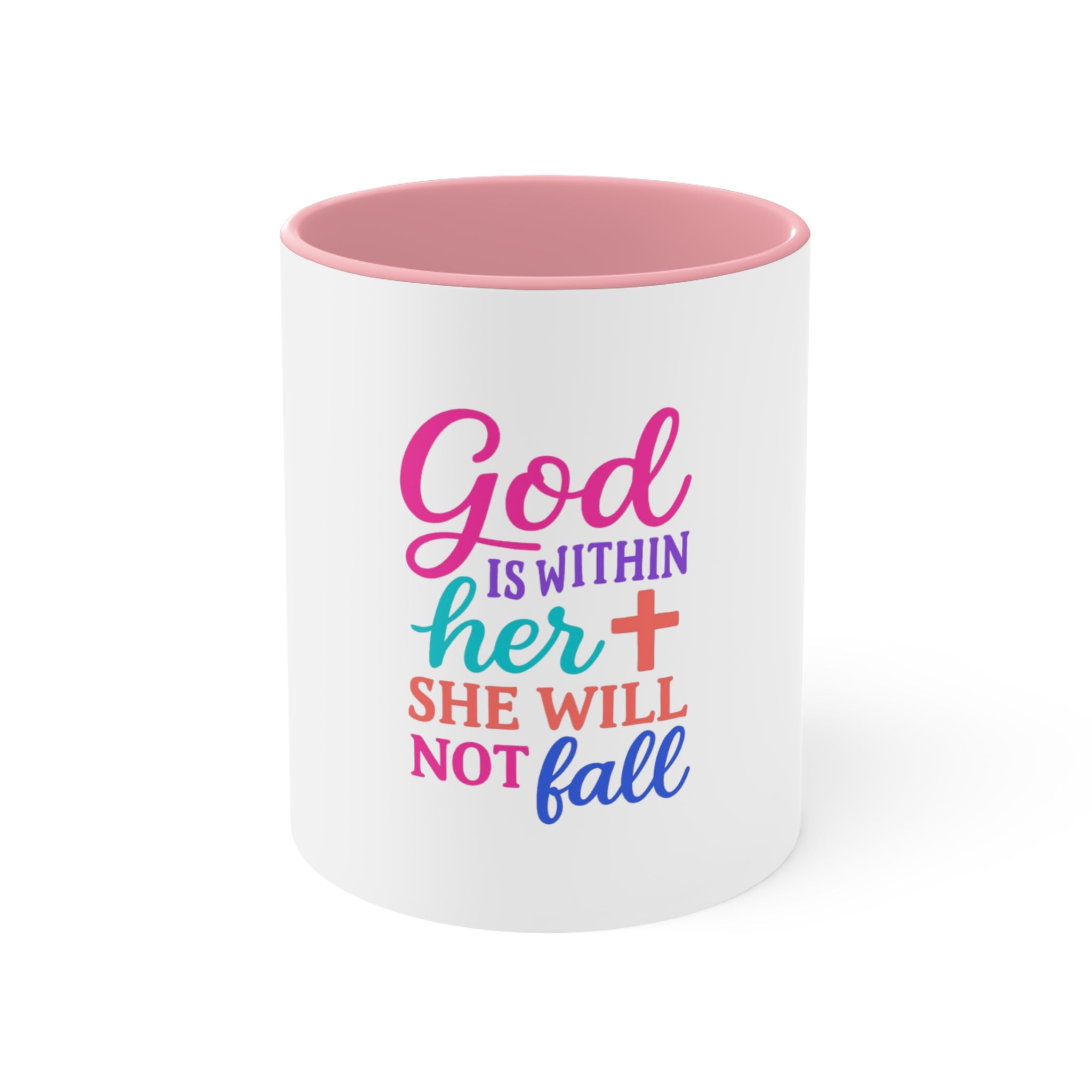 Strawberry & Watermelon Accent Mug — Pink Interior Fruit Pattern Coffee Cup