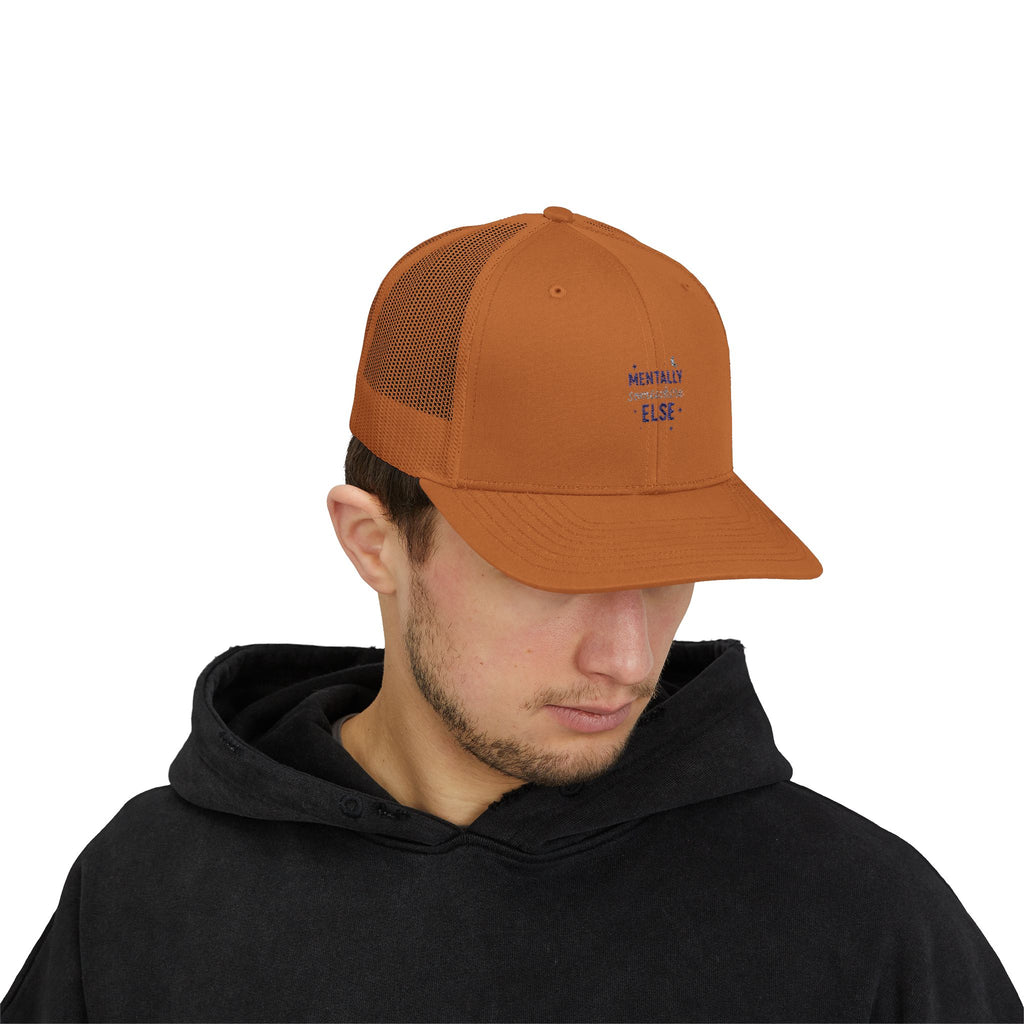 Trucker Cap — 'Mentally Somewhere Else' Minimal Embroidered Snapback