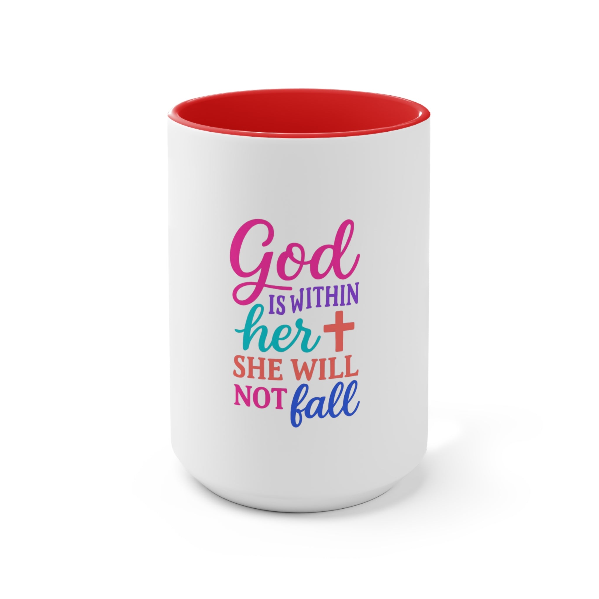 Strawberry & Watermelon Accent Mug — Pink Interior Fruit Pattern Coffee Cup