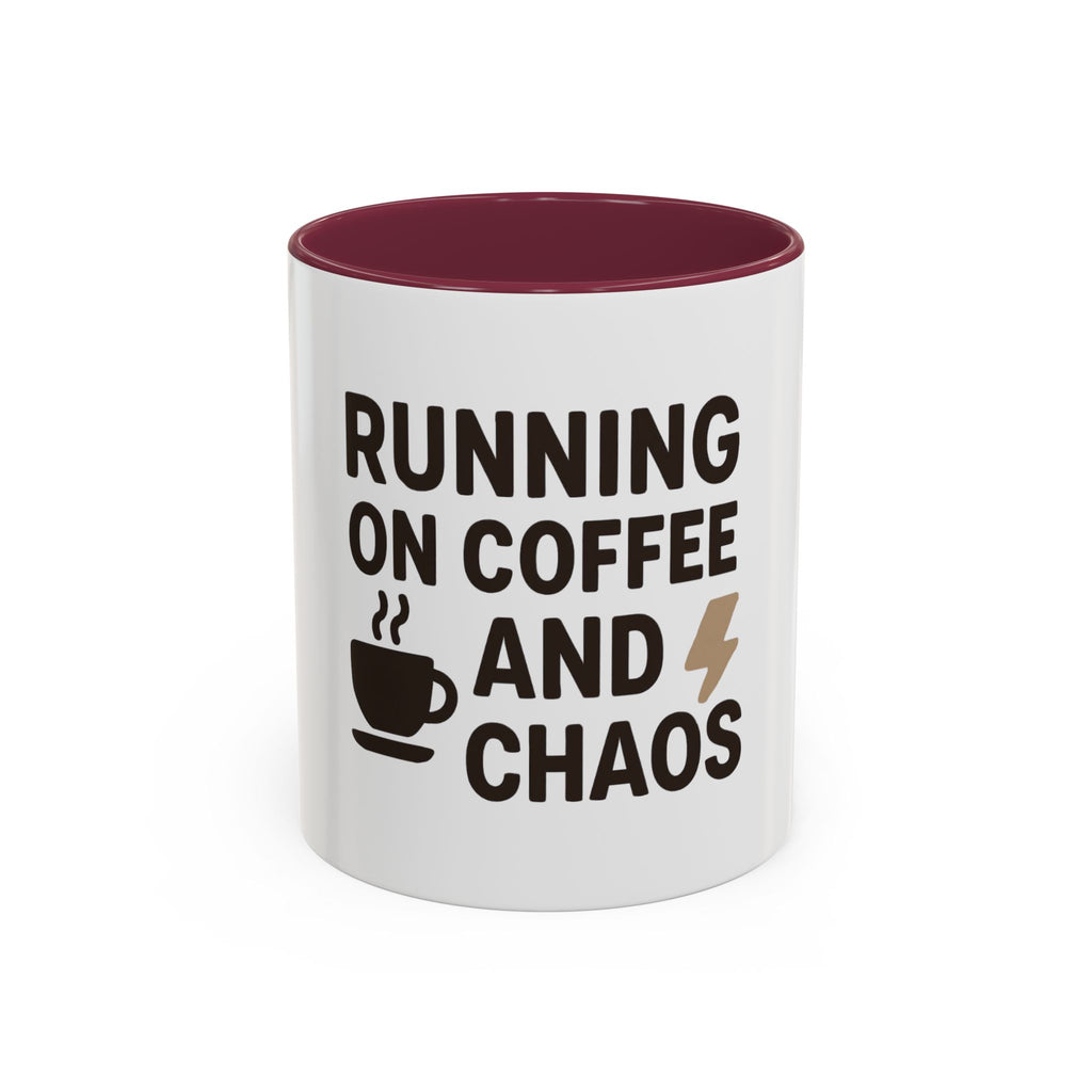 Running on Coffee and Chaos Mug (11oz/15oz) — Funny Coffee Cup for Busy Moms & Professionals