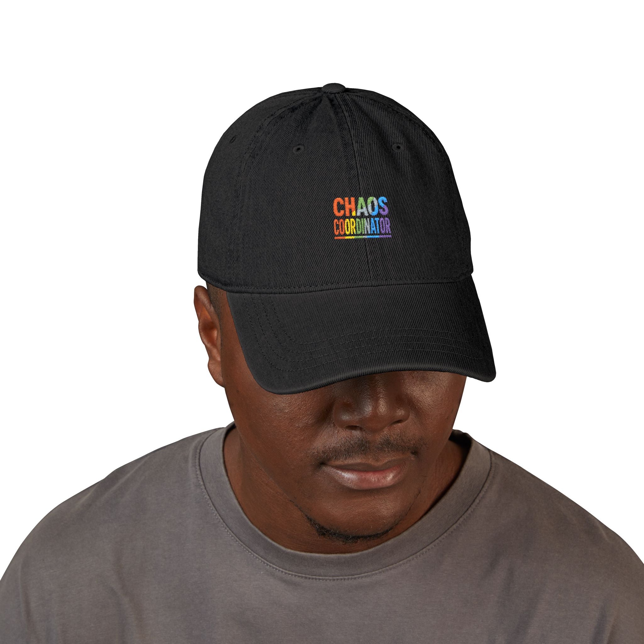 Embroidered 'Chaos Coordinator' Denim Hat – Rainbow Stitch Cap