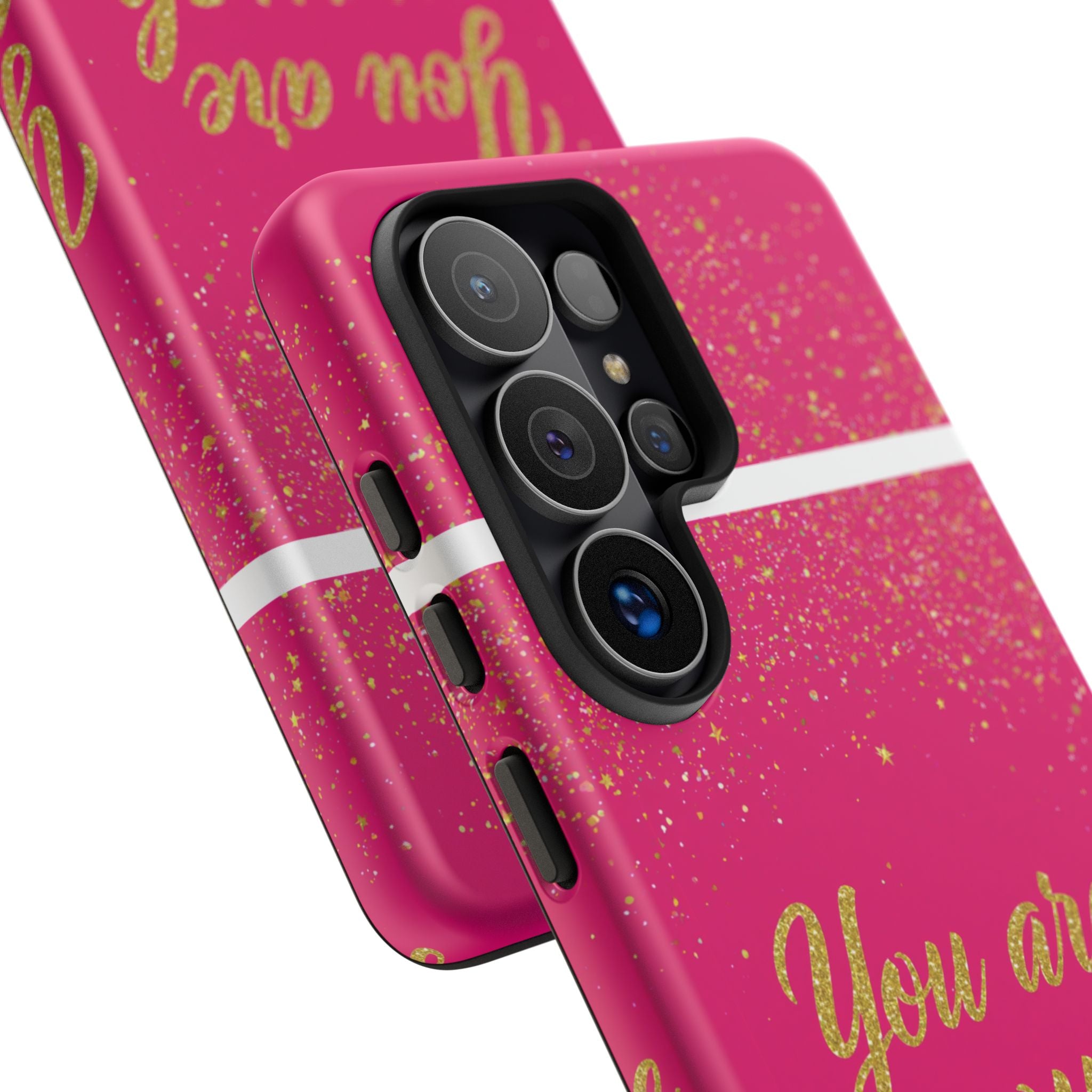 You Are Enough Phone Case — Pink Glitter Inspirational Tough Case
