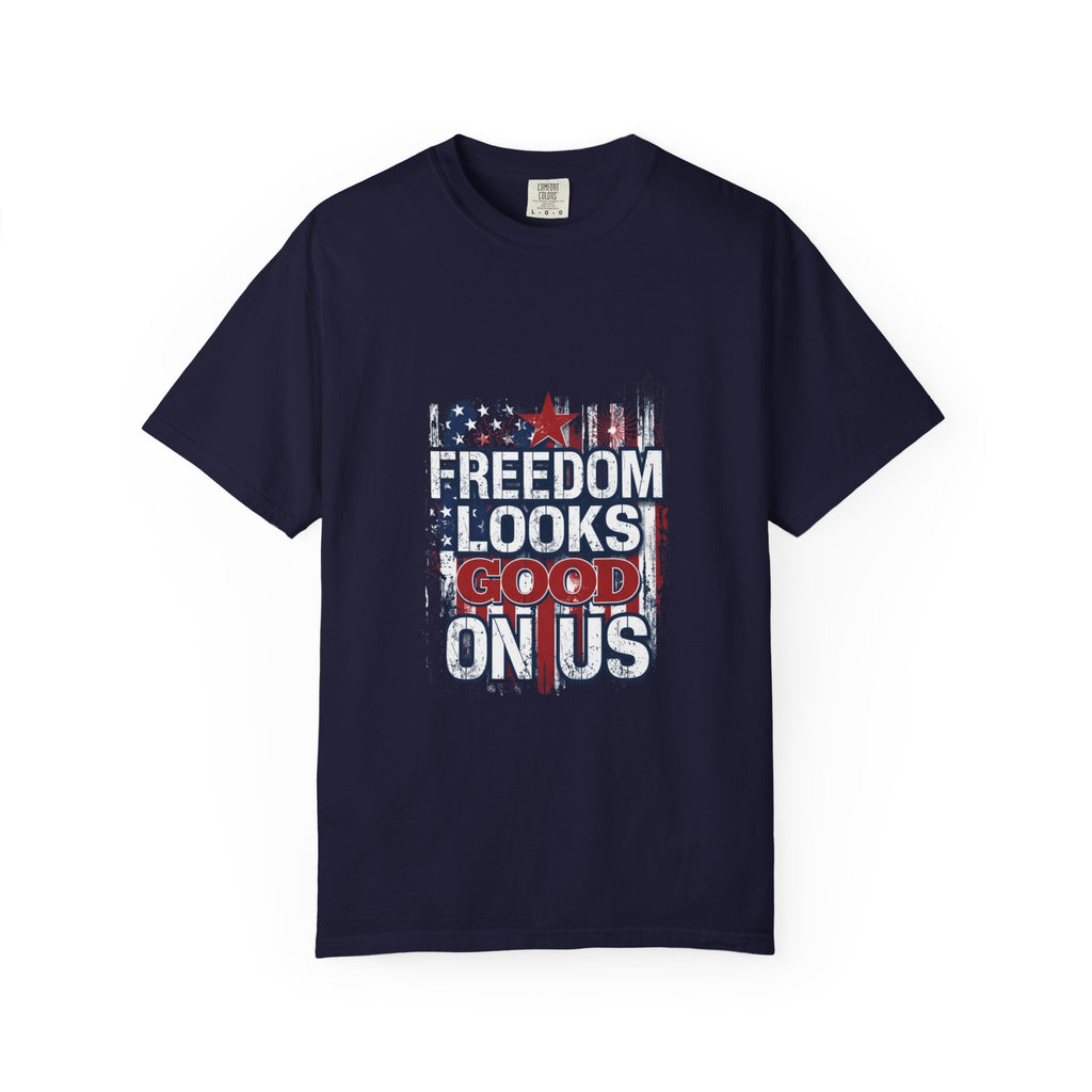 Patriotic Cowboy Boots T-Shirt — "Stars, Stripes, Good Vibes" 4th of July Tee