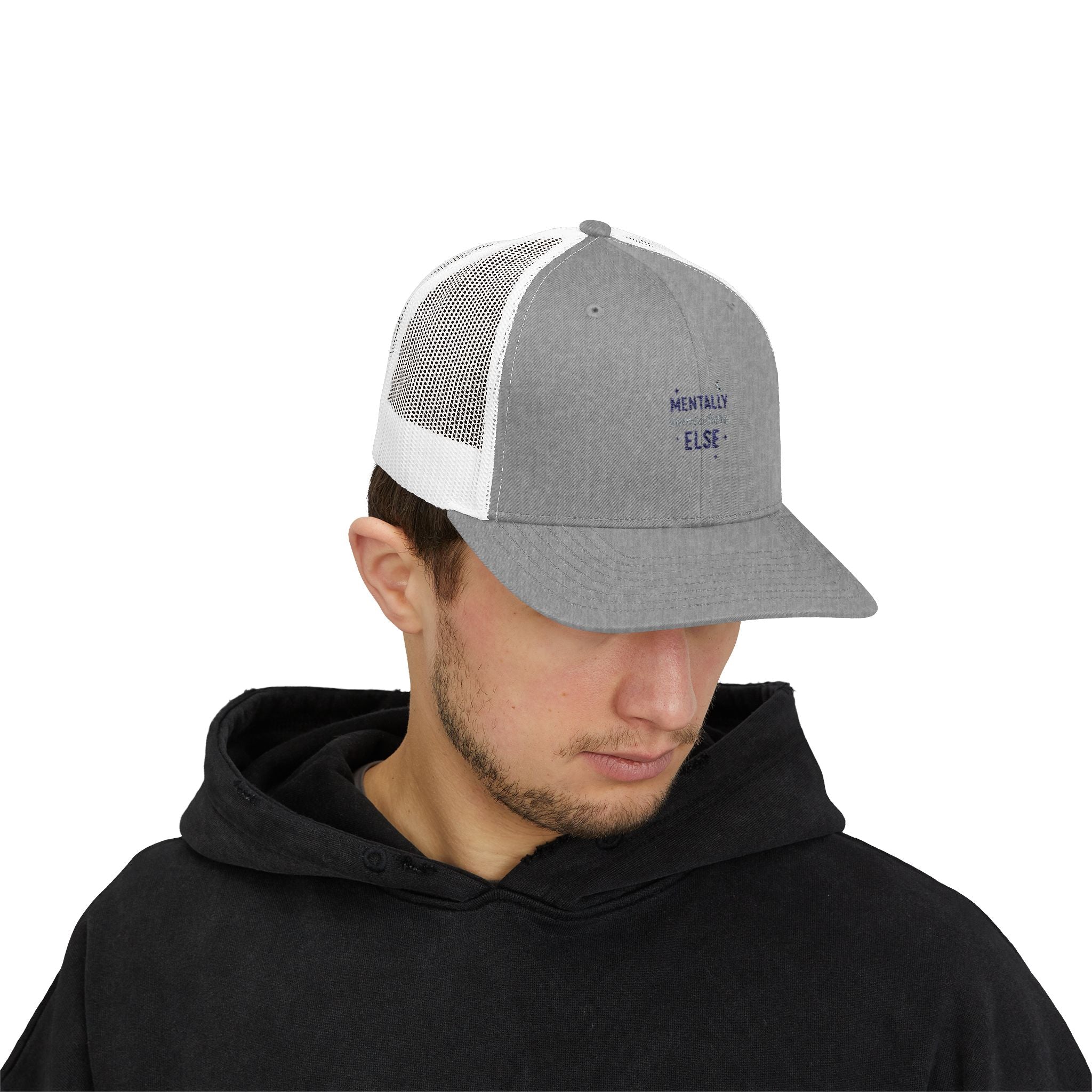 Trucker Cap — 'Mentally Somewhere Else' Minimal Embroidered Snapback