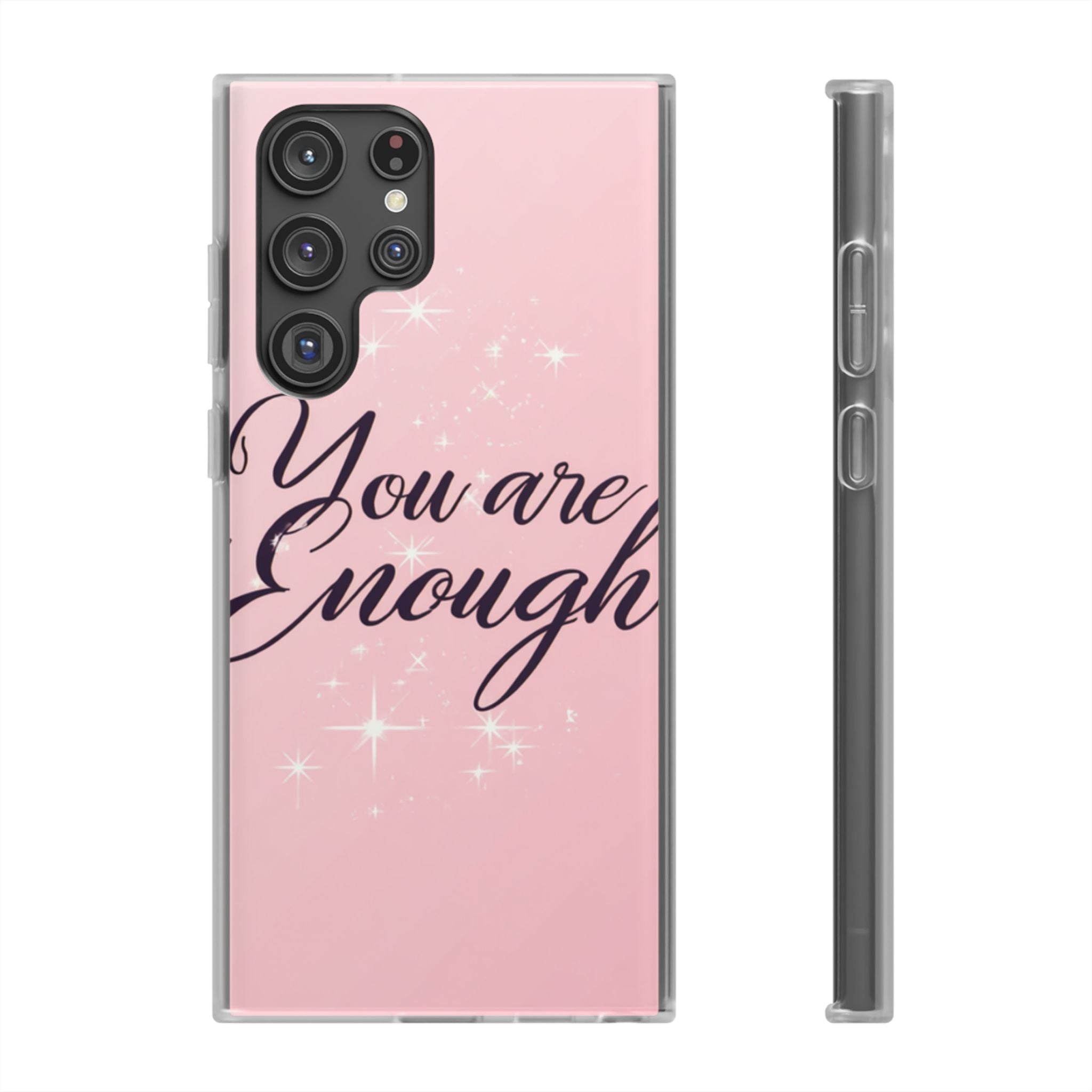 You Are Enough Pink Glitter Phone Case — Protective Flexi Case for iPhone & Android