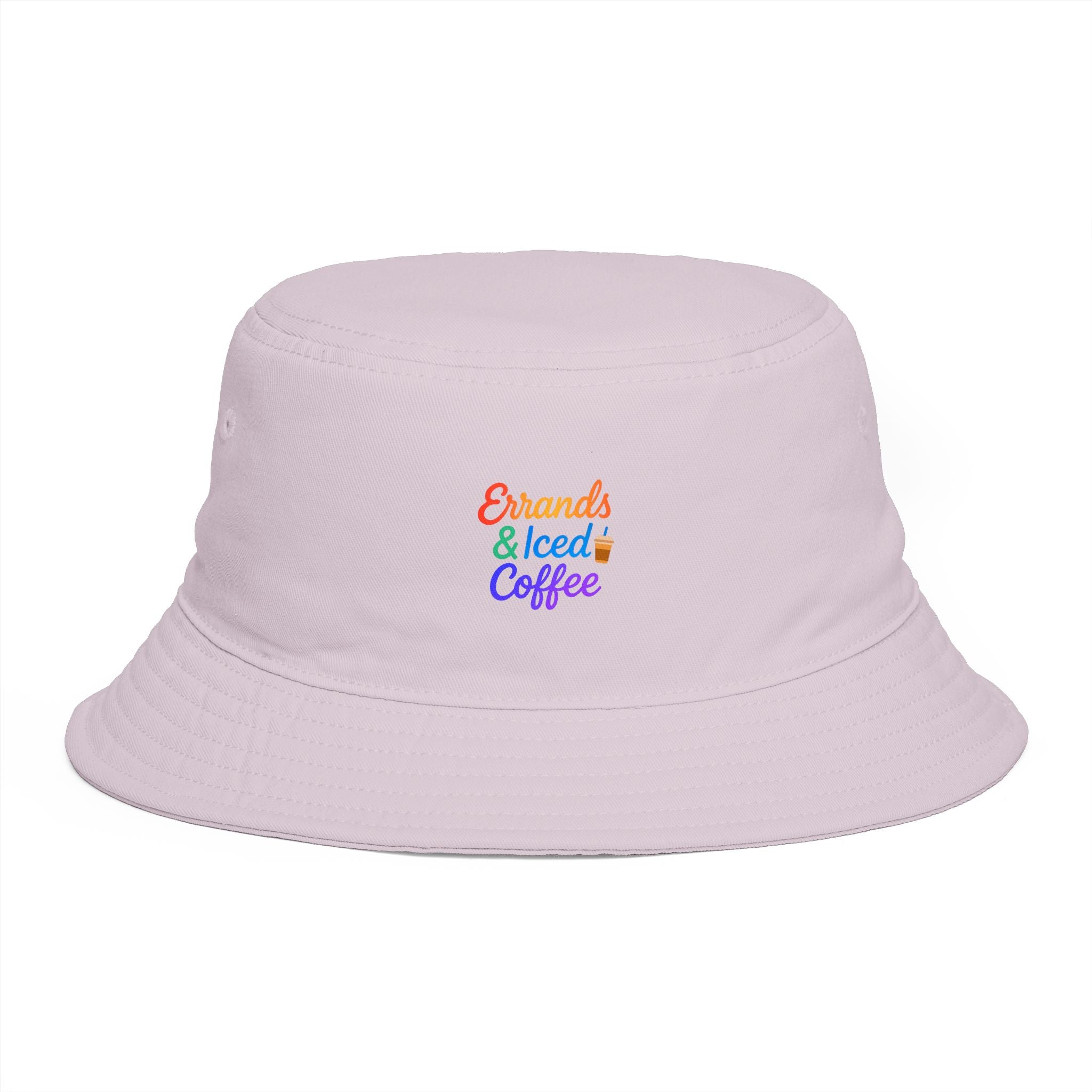 Errands & Iced Coffee Bucket Hat — Retro Rainbow Casual Sun Hat