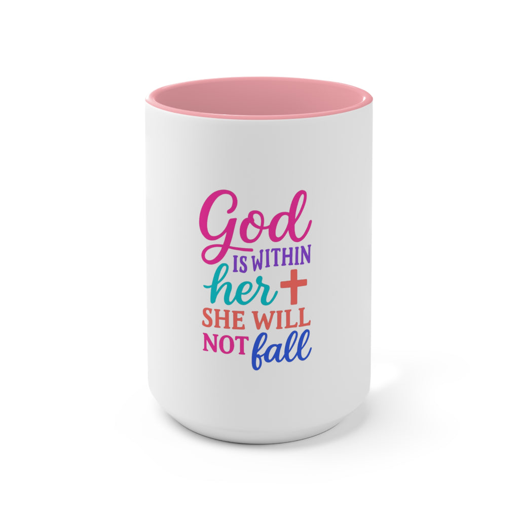 Strawberry & Watermelon Accent Mug — Pink Interior Fruit Pattern Coffee Cup