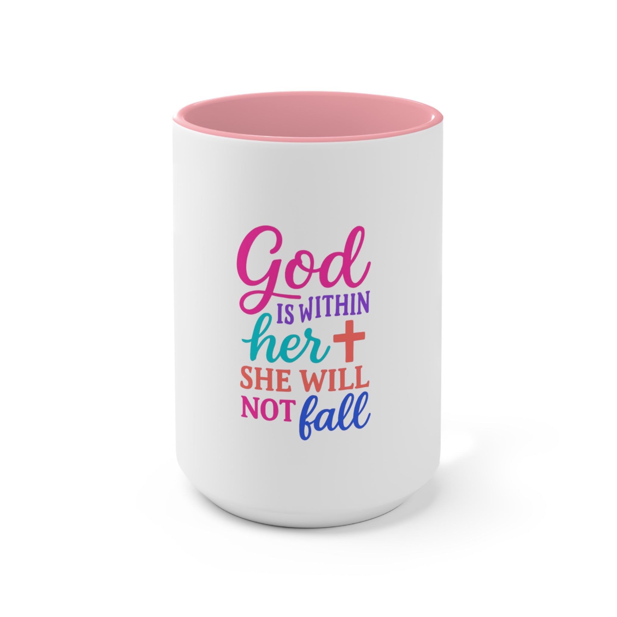 Strawberry & Watermelon Accent Mug — Pink Interior Fruit Pattern Coffee Cup