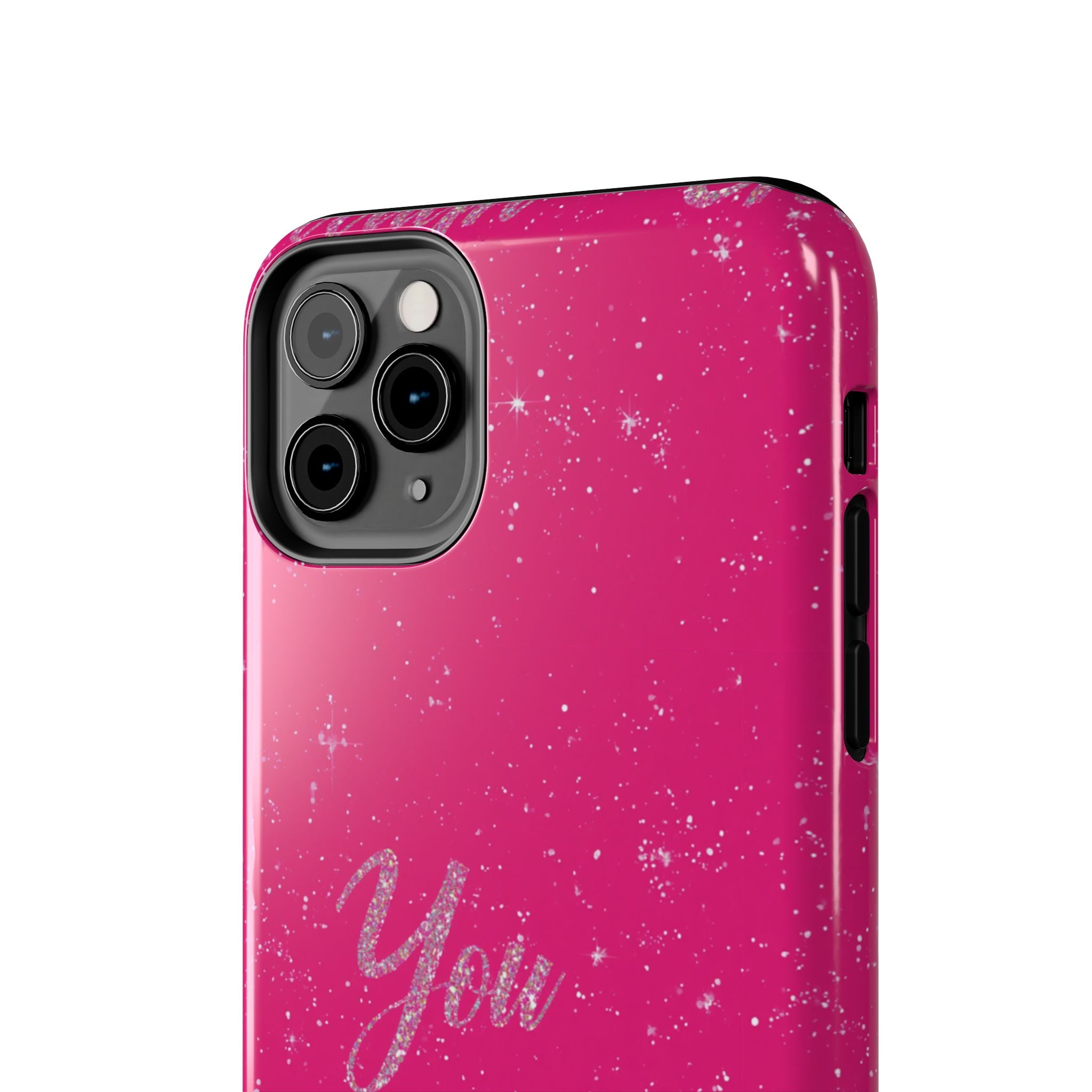 You Are Enough Tough Phone Case — Glitter Pink Protective Phone Cover
