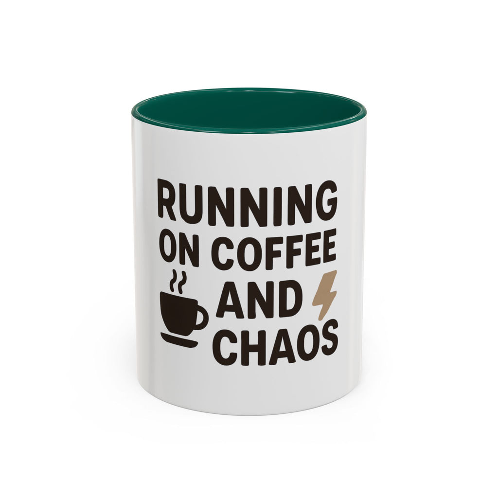 Running on Coffee and Chaos Mug (11oz/15oz) — Funny Coffee Cup for Busy Moms & Professionals