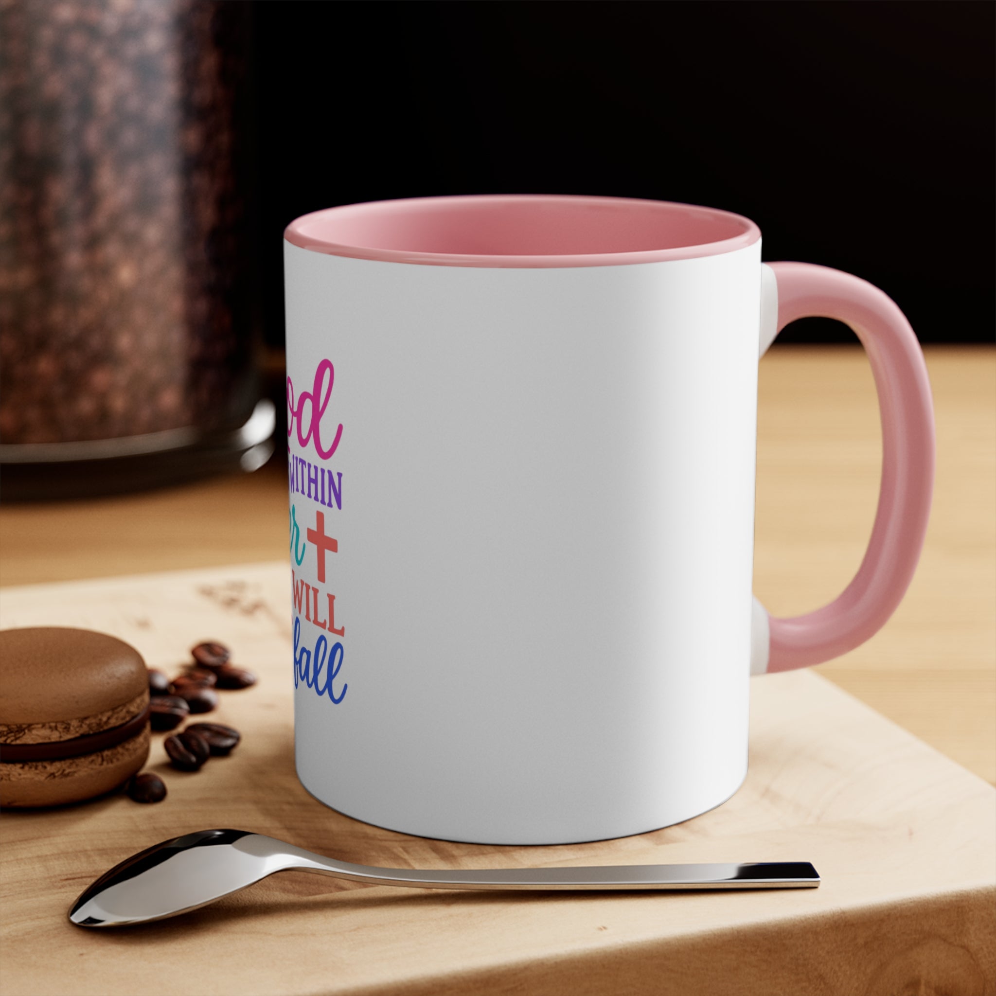 Strawberry & Watermelon Accent Mug — Pink Interior Fruit Pattern Coffee Cup