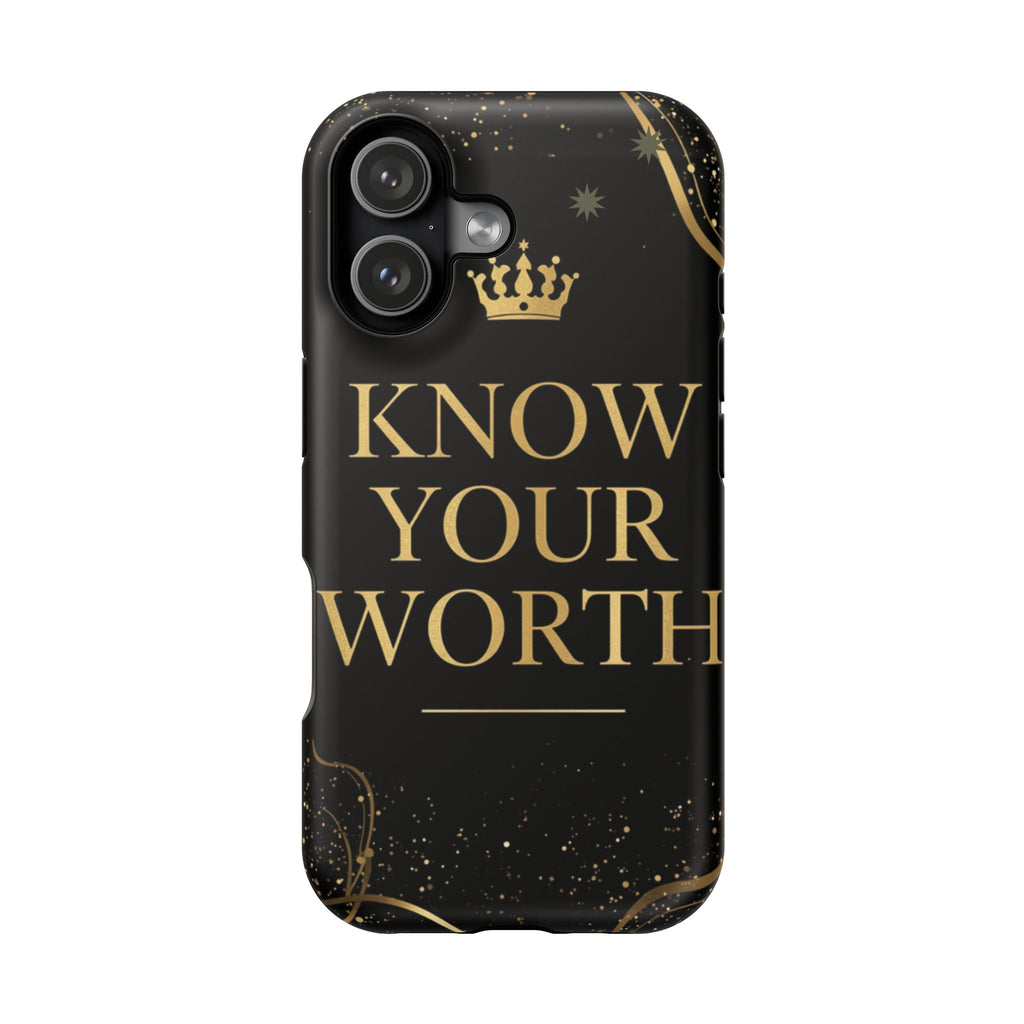 Know Your Worth Gold Crown Phone Case — Impact-Resistant Protective Case