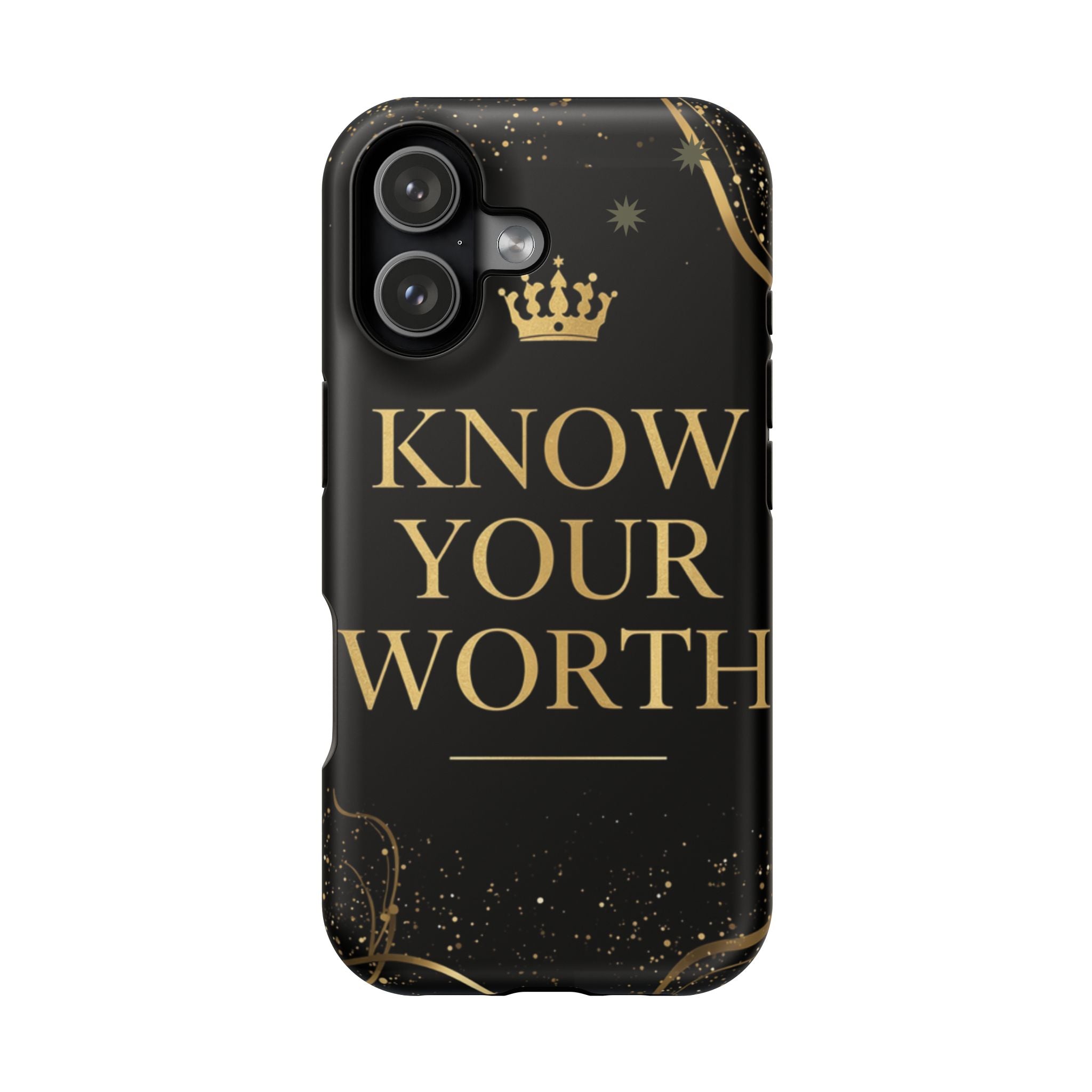 Know Your Worth Gold Crown Phone Case — Impact-Resistant Protective Case