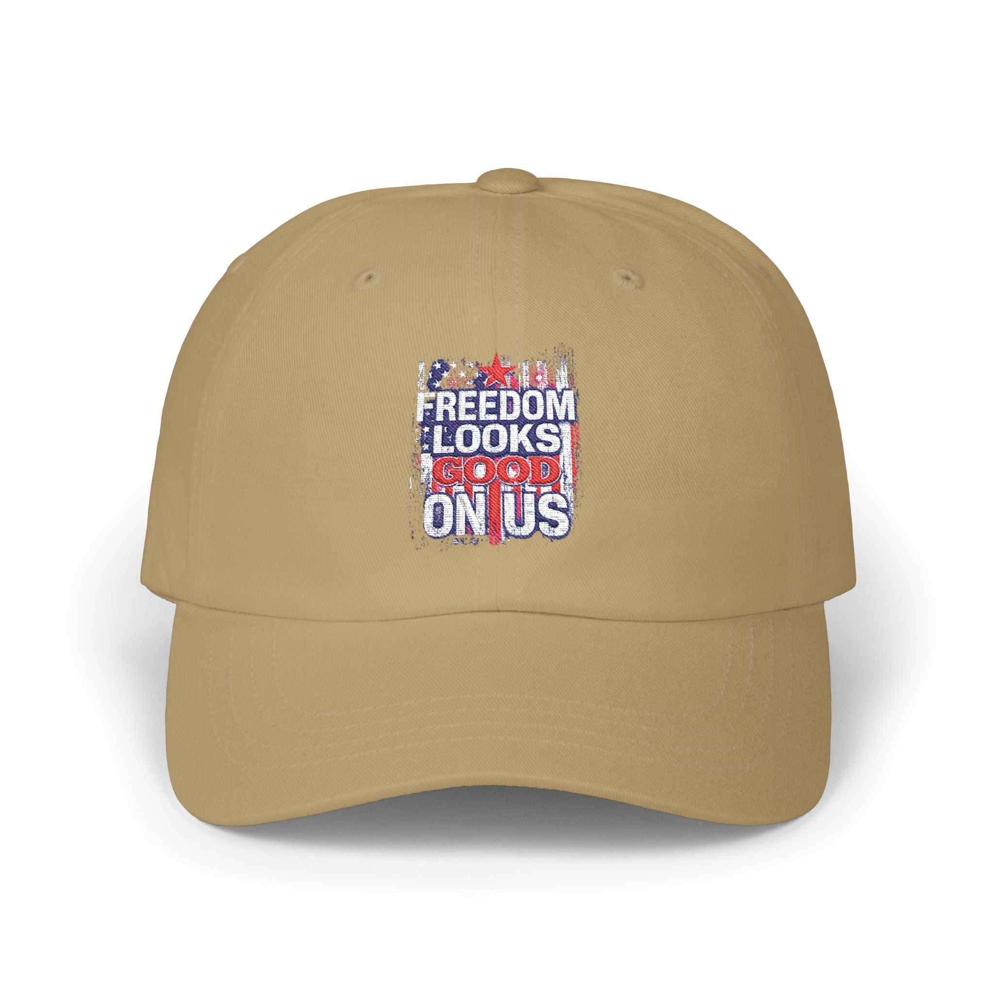 Dad Cap — "Freedom Looks On Us" Patriotic American Flag Baseball Hat