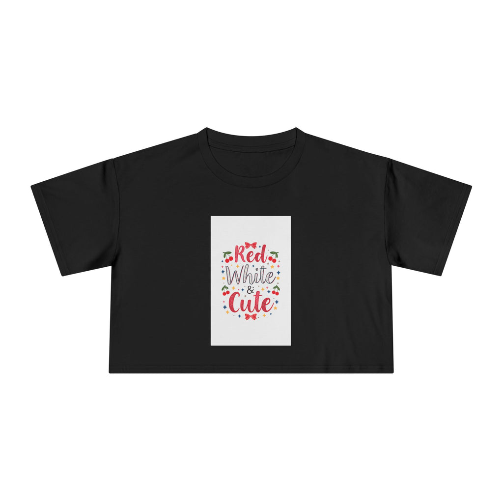 Patriotic Crop Tee — "Red White & Cute" Americana Cowgirl Graphic