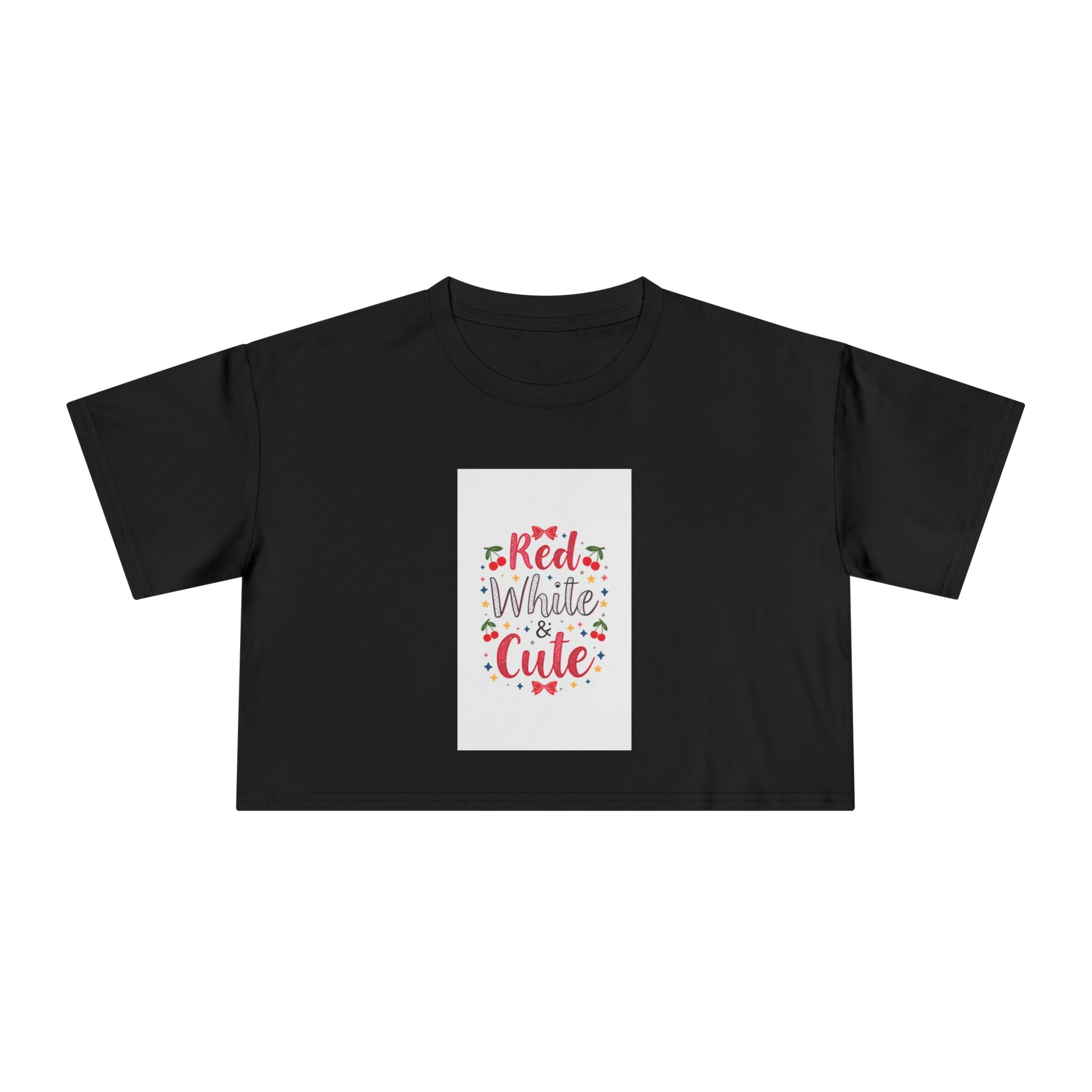 Patriotic Crop Tee — "Red White & Cute" Americana Cowgirl Graphic