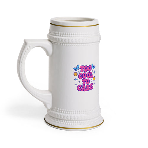Beer Stein Mug — Golden Swirl Floral Pattern Ceramic Stein