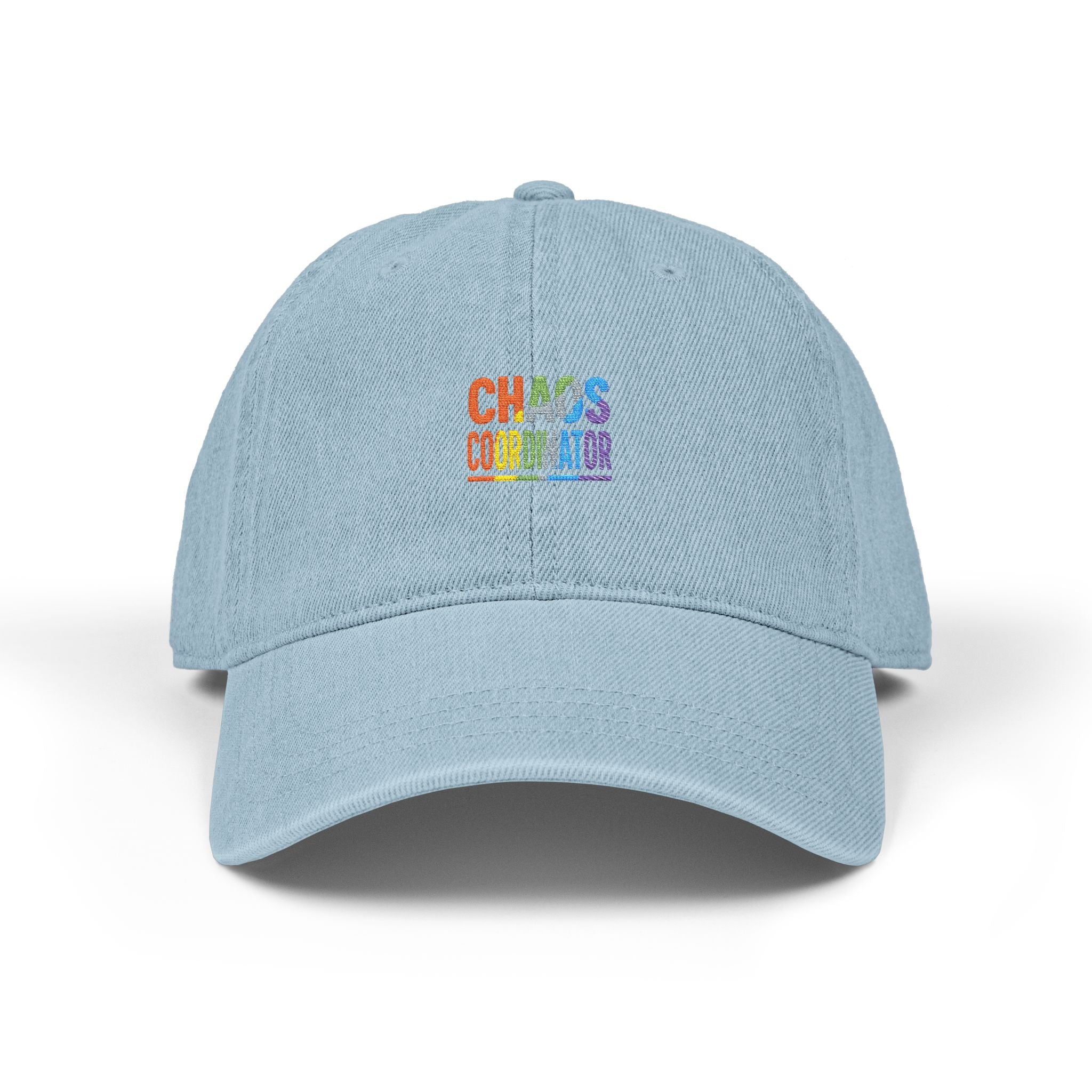 Embroidered 'Chaos Coordinator' Denim Hat – Rainbow Stitch Cap