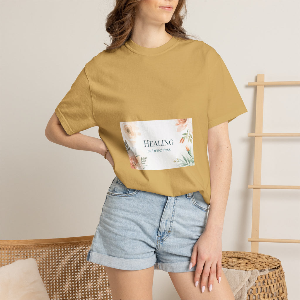 T-Shirt — 'Healing in Progress' Floral Pocket Graphic Tee