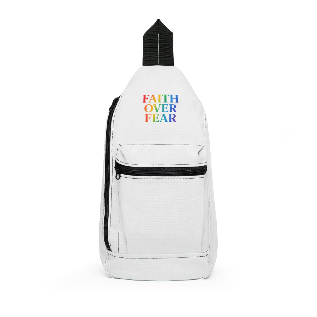 Faith Over Fear Sling Bag — Inspirational Rainbow Crossbody Pack
