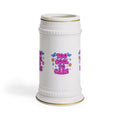 Beer Stein Mug — Golden Swirl Floral Pattern Ceramic Stein