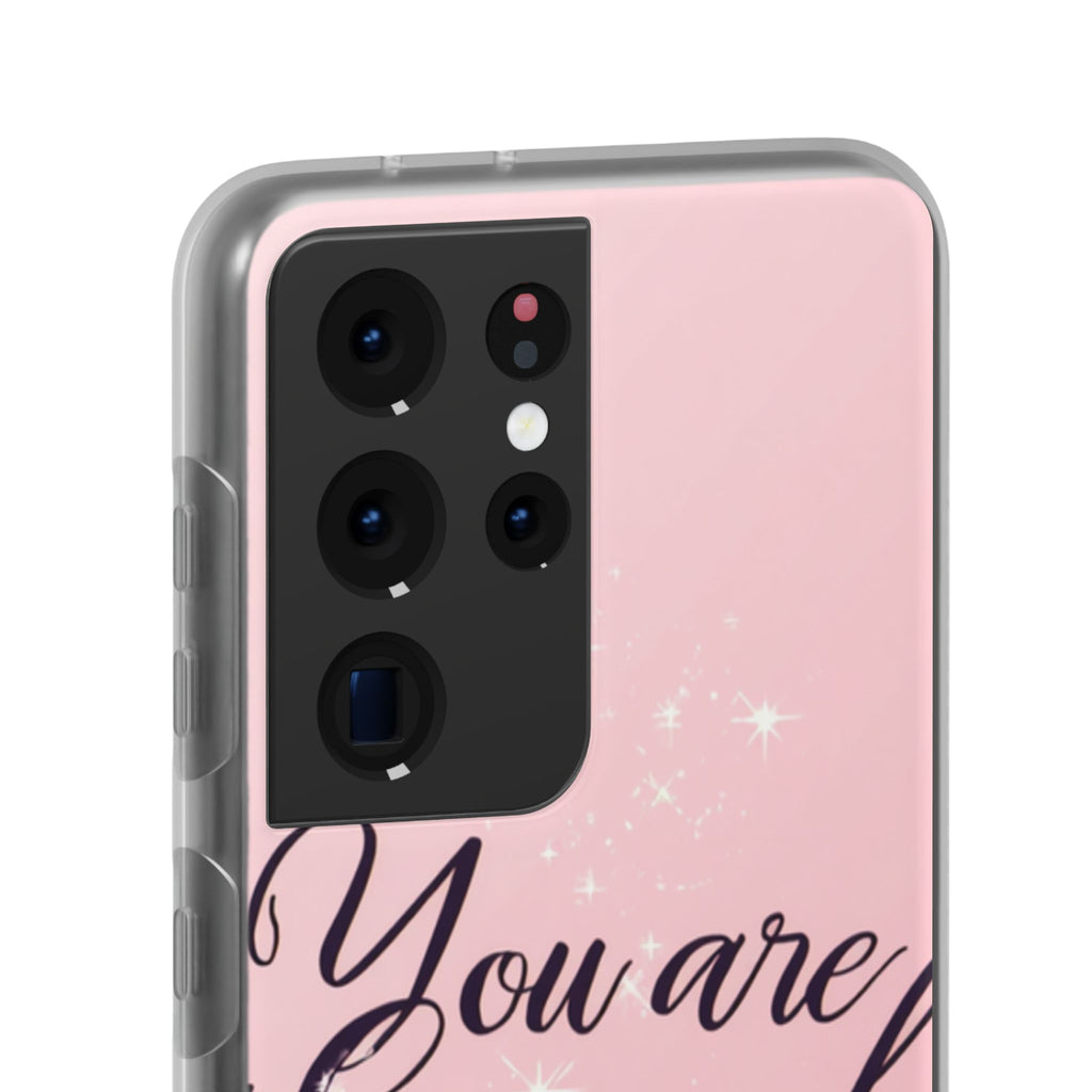 You Are Enough Pink Glitter Phone Case — Protective Flexi Case for iPhone & Android