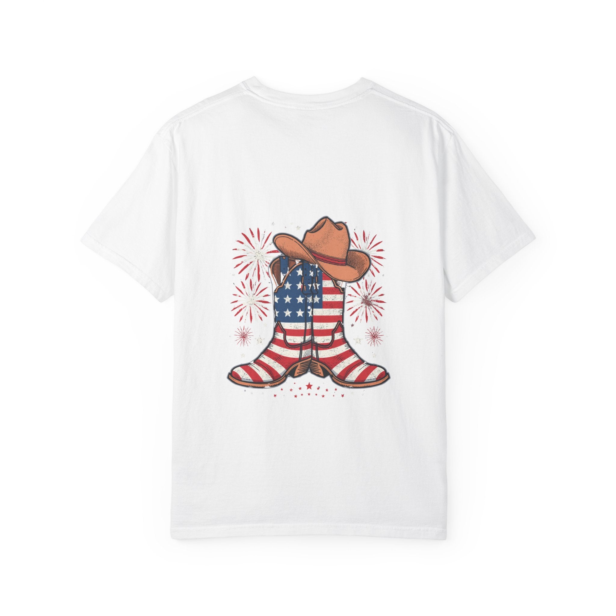Patriotic Cowboy Boots T-Shirt — "Stars, Stripes, Good Vibes" 4th of July Tee
