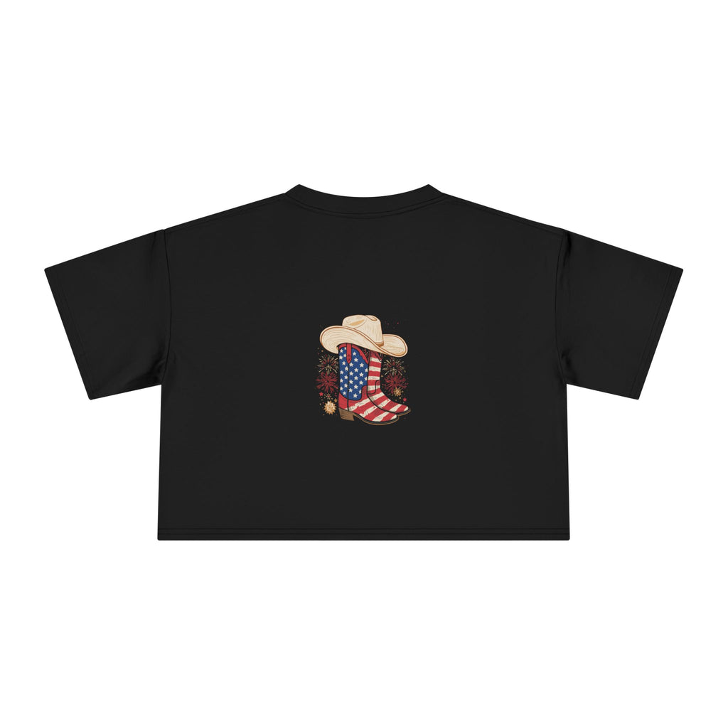 Patriotic Crop Tee — "Red White & Cute" Americana Cowgirl Graphic